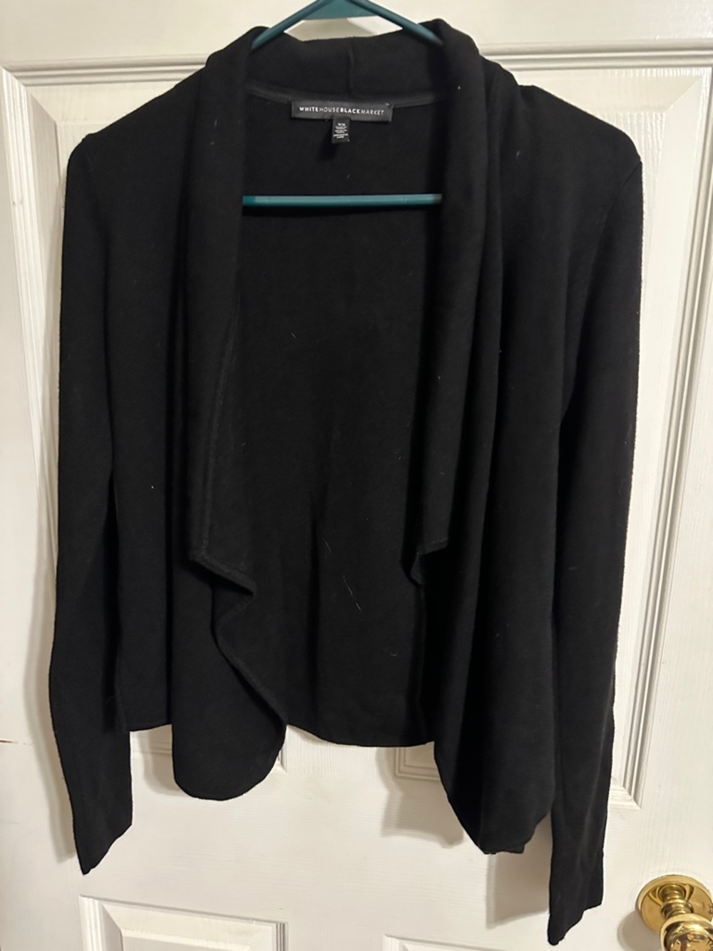 White House Black Market Black Draped Open-Front Cardigan